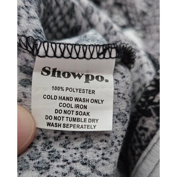 Showpo Black Gray White Snakeskin High Rise Straight Leg Pants Women's 6 - Picture 5 of 6